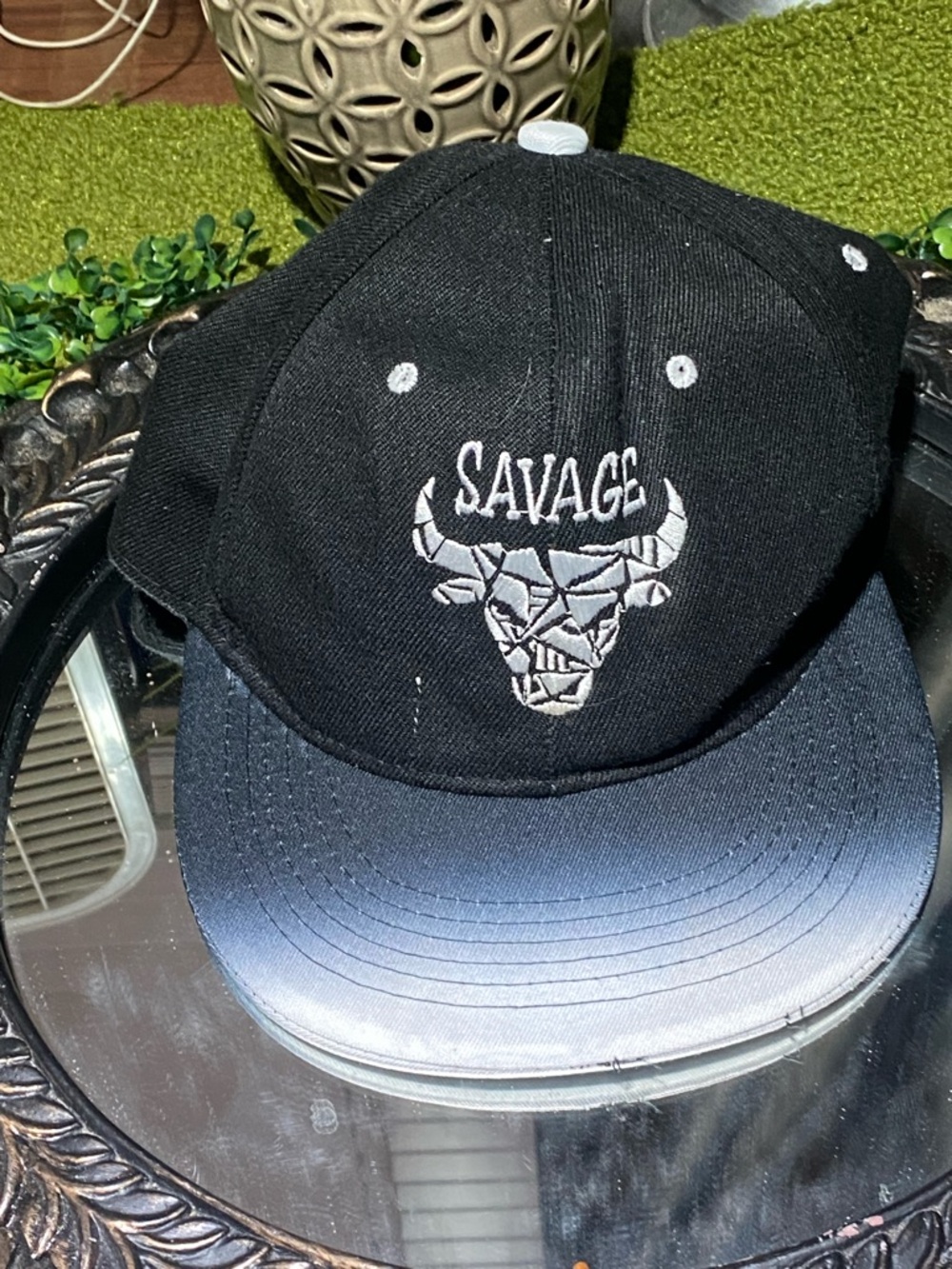 Salvage Black and Gray Ombre Bull Logo Snapback Hat